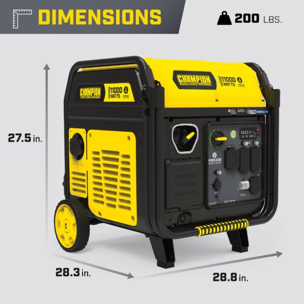 Champion Power Equipment 11,000-Watt Wireless Remote Start Home Backup Portable Inverter Generator with Quiet Technology and CO Shield - Image 14