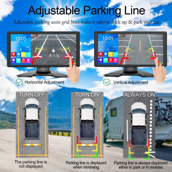 4K RV Backup Camera System 10.36" Quad Split Touch Screen Monitor with 4 1080P Rear Side View Camera, DVR Recording Bluetooth MP3 MP5 IP69 Waterproof Night Vision for RV Truck Trailer Tractor - Image 3
