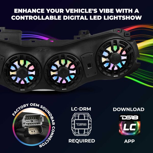 DS18 JL24-SBAR/BKLD Overhead Sound Bar System with 4X 8 Marine Speakers with Digital Dream LED Lights, Compatible with Jeep Wrangler/Gladiator JL/JLU/JT 2024 to Present, OEM Fit - Image 7