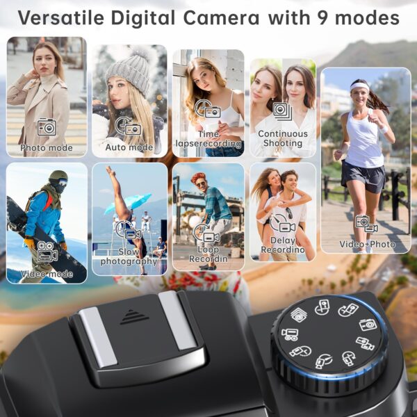 8K Digital Camera for Photography, Vlogging Camera for YouTube with Autofocus, WiFi Touchscreen 16X Digital Zoom Video Camera with 3000mAh Battery, Dual-Lens, Lens Hood, 32GB TF Card and Flash,Black - Image 6