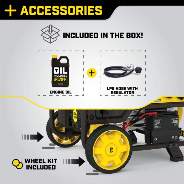 Champion Power Equipment 4750-Watt Dual Fuel Portable Generator with Electric Start, Wheel Kit - Image 4