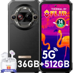 Blackview BL9000 Pro 5G Rugged Smartphone (FLIR Thermal Imaging Camera), 36GB +512GB Rugged Phone, Android 14, 50MP+50MP Camera, Dual 5G, 120Hz 6.78"FHD+ Display, 120W+8800mAh Battery, NFC/GPS/WiFi 6
