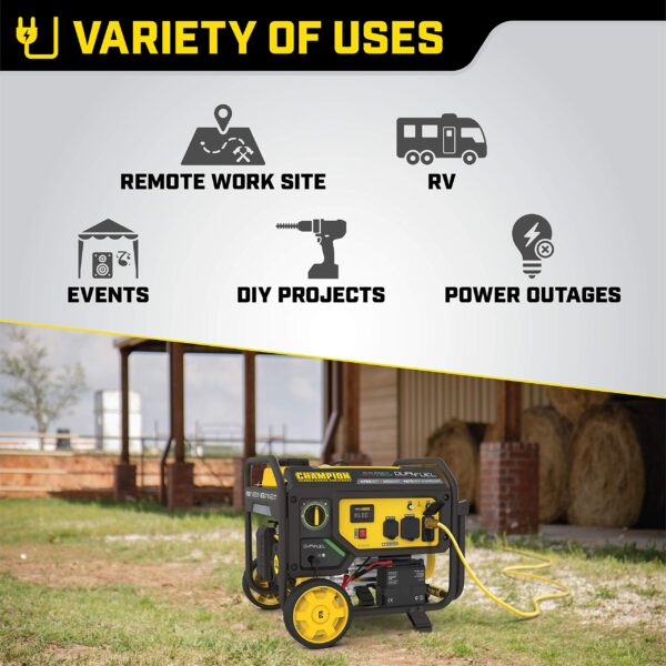 Champion Power Equipment 4750-Watt Dual Fuel Portable Generator with Electric Start, Wheel Kit - Image 5