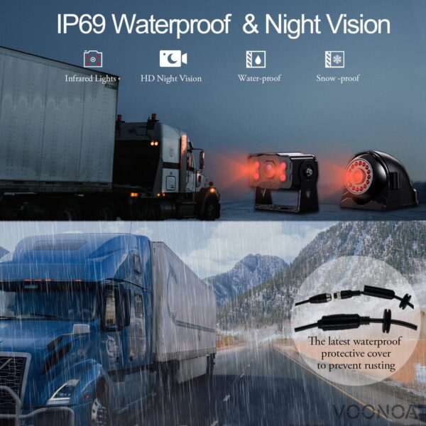 4K RV Backup Camera System 10.36" Quad Split Touch Screen Monitor with 4 1080P Rear Side View Camera, DVR Recording Bluetooth MP3 MP5 IP69 Waterproof Night Vision for RV Truck Trailer Tractor - Image 5