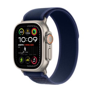 Apple Watch Ultra 2 [GPS + Cellular 49mm] Smartwatch, Sport Watch with Natural Titanium Case with Blue Trail Loop - M/L. Fitness Tracker, Precision GPS, Action Button, Carbon Neutral
