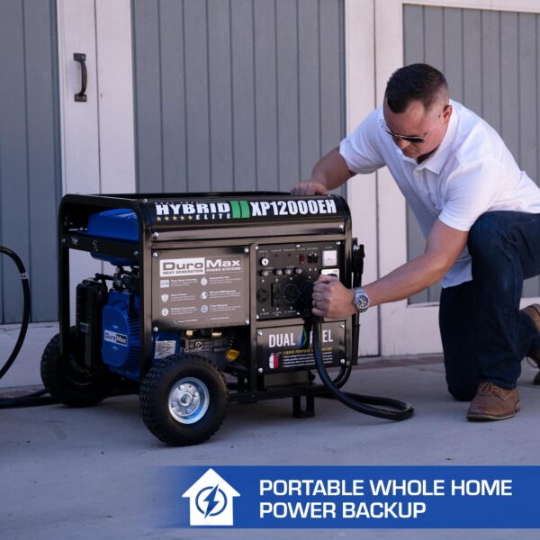 DuroMax XP12000EH 12,000-Watt Dual Fuel Portable Generator – Gas & Propane, Electric Start, Whole Home Backup Power, Transfer Switch Ready, RV & Emergency Ready - Image 8