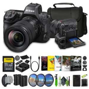 Nikon Z8 Mirrorless Camera with 24-120mm f/4 Lens + EN-EL15C Battery + 64GB SF-M Tough Series Memory Card + 3 Piece Filter Kit + 12 Inch Flex Tripod + Photo Editing Software + More