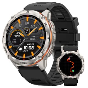 KOSPET Tank T3 Ultra 2 Smart Watch GPS for Men, 5ATM Waterproof, Pressure&Altitude&Compass, Extra-Large Battery, Full Metal Body Rugged Military Smartwatch Bluetooth Calling-1.43” AMOLED Display
