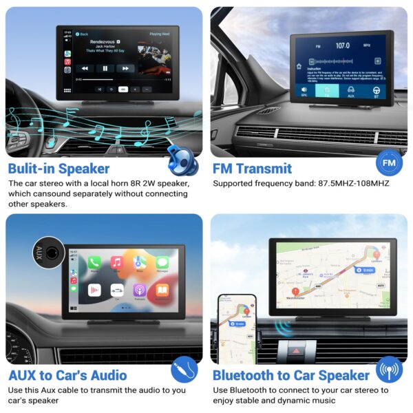 HAUXIY Wireless Apple Carplay Screen for Car 4K Dash Cam, 9" Portable Apple Carplay & Android Auto Car Stereo, with 1080p Backup Camera, GPS Navigation/Mirror Link/Voice Control/Bluetooth - Image 5