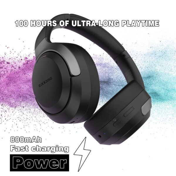 ILOCKZONE LC30Pro Hybrid Active Noise Cancelling Headphones Over Ear, 100H Playtime Wireless Bluetooth Headphones with Mic, HiFi Audio, 3 EQ Modes, Low Latency, Foldable for Gaming/Travel/Office - Image 2