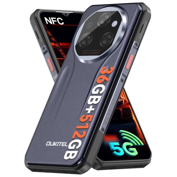 OUKITEL WP39 PRO Rugged Phone 5G Unlocked 2025-36GB+512GB/2TB Cell Phone, 11000mAh(33w) Battery, 6.6''FHD+Display Rugged Smartphone, 64MP Camera, 5G Dual SIM Android 14 Phone, NFC/GPS/T-Mobile,Blue