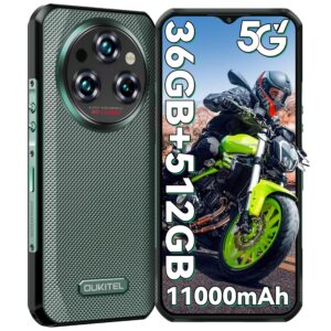 OUKITEL WP35 Pro Rugged Phone 5G - 11000mAh Large Battery Android 14 Rugged Smartphone, 36GB RAM+512GB ROM, 6.6" FHD+ Corning Screen, IP68 Mobile Phone, 64MP+32MP Camera, NFC/BT5.2/GPS,T-Mobile, Green