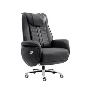 WUYUNTIAN Boss Chair, Office Chairs, Luxury High-end Reclining Executive Managerial Seat with Electric Foldable Footrest, Adjustable Lifting Swivel Computer Chair lofty (Black Co