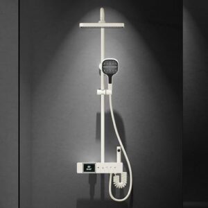 5 Functions Piano Keys Shower System, Thermostatic Shower Faucet Set, Digital Display, Hydroelectric Power, With Waterfall Bathtub Faucet(A)