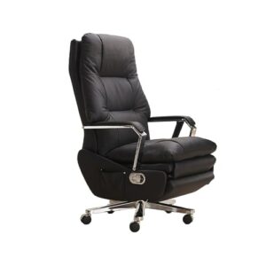 BJOHVPPS Office Chair, Ergonomic Computer Desk Chairs with Wheels and Linkage Arms Swivel Rolling Chair, Leather Automatic Executive High-Back Electric Reclining Office Chair with Footrest(Black)