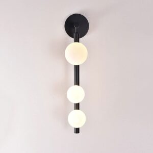 wall lamps , Globe Wall Sconce Lighting Fitting Mid-Century Modern Gold Metal Wall Lamp, 3-Light Decorative White Glass Shade G9 Wall Sconces for Living Room Bedroom Wall Mounted Lamps ( Color : Black