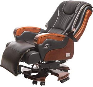 GenSDH Executive Swivel Adjustable Swivel Office Desk Chair with Armrests Lumbar Support Desk Ergonomic Chair Electric Reclining,Ergonomic Design Office Chairs 360 Degree Rotati,Brown,Black