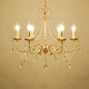 Pendant Lights European Wrought Iron Crystal Pendant Hanging Light 6- Lights - Simple Chandelier Fixtures Ceiling Fitting Lights ，Wall Sconce