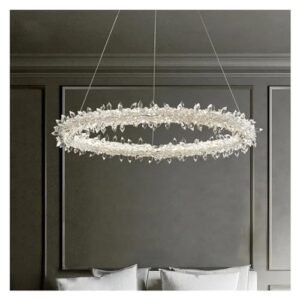 RJYYYDS PendantLight, Post Art Deco Led Dimmable Pendant Lights Luxurious K9 Crystals Circle Pendant Lamp Parlor Hanging Lamp Led Luminarias,One Color-3 Ring 40 60 80cm