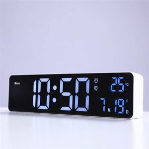 PATINS Digital Alarm Clock Temperature Date Dual Alarms Voice Control Electronic Table Clock Wall LED Clocks for Living Room