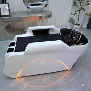 Extra-Large Shampoo Bed and Massage Table – Stylish Wave Design with Head Spa Waterfall, Full-Body Massage, Electric Leg Lift, and Water Circulation System