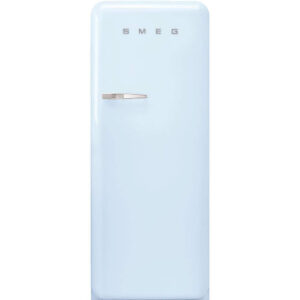 Smeg FAB28 50's Retro Style Aesthetic Top Freezer Refrigerator with 9.92 Cu Total Capacity, Multiflow Cooling System, Adjustable Glass Shelves 24-Inches, Pastel Blue Right Hand Hinge Made In Italy