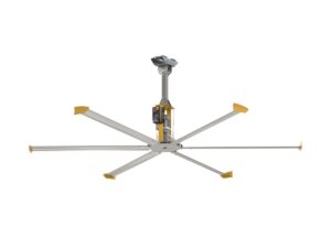 Big Ass Fans - ShopFan, 14 ft. HVLS Industrial/Commercial Ceiling Fan, Yellow/Silver Aluminum, 220V/1ph, 2ft. Extension Tube, Variable Speed