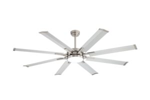 WINGBO 96" Large Ceiling Fans with Lights, Industrial Ceiling Fan with Remote 8 Aluminum Blades, 6-Speed Powerful DC Motor Reversible, High Volume, Home/Commercial/Outdoor, Nickel and Silver