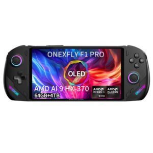Onexfly F1 PRO (AMD Ryzen AI 9 HX 370-64GB+4TB) 7 Inches OLED Handheld PC Video Game Console OneXPlayer OneXFly F1 PRO Portable Win 11 Home OS Laptop 1920X1080 Mini Pocket Tablet PC Black
