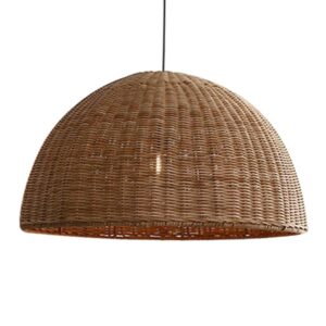 THAELY Bar Lighting Fitting Bowl Shape Ceiling Lamp Vintage Rustic Style Pendant Light Shade Natural Bamboo Rattan Basket Chandelier Light Fixture Industrial Bamboo Farmhouse Coastal Light
