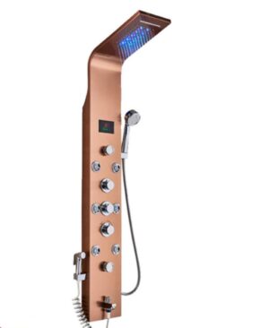 Bathroom Shower Panel Column 5 Modes LED Rain Waterfall Bath with Swivel Age Jet and Bidet Hydroelectric