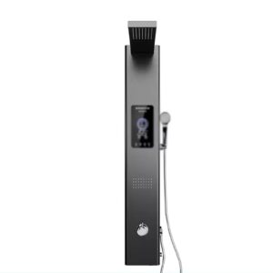 Shower System, Wall Mounted Integrated Water Heater, Instant Heat Constant Temperature Electric Water Heater, Shower Head, Shoulder Spray (Black)