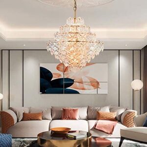 XYGUOXINGYY Chandelier-All Copper Crystal Villa Penthouse Floor Living Room Modern Minimalist Restaurant Light Chandelier Luxury All-Copper Lamps Long Life