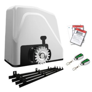 TOPENS RK1100T Automatic Sliding Gate Opener Rack Drive Electric Gate Motor for Heavy Driveway Slide Gates Up to 2800 Pounds, Security Gate Operator AC Powered with Nylon Gear Rack and Remote Control