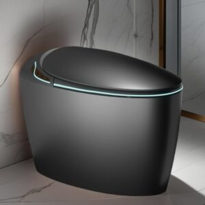 WinZo Modern Egg Shaped Smart Toilet With Bidet Built-in, Auto Flush/Auto Open,Nigh Light LED Screen,Adjusted Heated Seat Warm Air Dryer (Matte Grey)