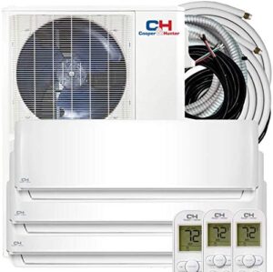 Tri 3 Zone 48000 BTU 12000 12000 24000 Ductless Mini Split Air Conditioner Heat Pump Heater Full Set with 25ft Installation Kits