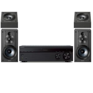 Sony STRDH190 2-ch Stereo Bluetooth Receiver Bundled with Sony SSCSE Dolby Atmos Enabled Speakers and SSCS5 3-Way 3-Driver Bookshelf Speaker (3 Items)