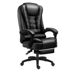 Ergonomic Office Chair with Massage, Leather Recliner with Footrest, 360° Swivel Executive Seat for Office, Boss, Gaming, and Home Use