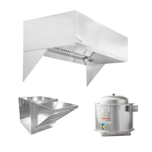 HOODMART UL/NSF 8' Restaurant Hood System with Makeup Air & FIRE SUPPRESSION | Includes Exhaust Fan, Supply Fan, Equipment Accessories | Heavy Duty Stainless Steel Commercial Kitchen Equipment