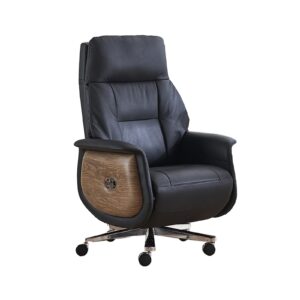 Office Chair, High-Back Leather Computer Desk Chairs with Wheels Rolling Task Chair, Automatic Executive Home Office Chair Electric Big and Tall Ergonomic Reclining Office Chair with Foot Rest(Black)
