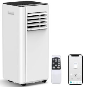 16,000-BTU Portable Air Conditioner with APP, 5-IN-1 Smart WiFi AC Unit Up to 750Sq.Ft with Built-in Cool, Dehumidifier & Fan Modes for Room&Office, 40dB Quiet, Sleep Mode, 24H, Window Kits for Indoor