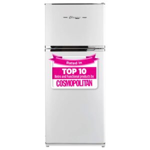 Unique Appliances UGP-385L CR W Off- Grid Classic Retro Solar Powered DC Refrigerator with Top Freezer Fridge for Bedroom, Campsite, Locations, 14 cu./ft, Marshmallow White