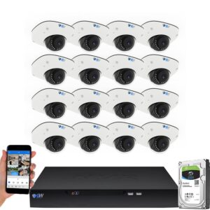 GW Security 16 Channel NVR UltraHD 4K Face Recognition NDAA & TAA Compliant Security Camera System with 16 x 8MP @25FPS Outdoor & Indoor PoE Dome Cameras, 10 Smart AI Functions