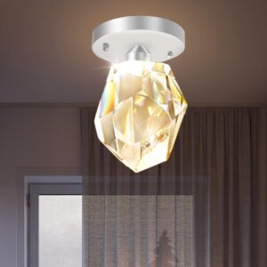 IDEQUY Close to Ceiling Light Fixtures Mini Crystal Flush Mount Ceiling Light for Hallway Corridor Kitchen Entryway Bedroom (Chorme 5.9in)