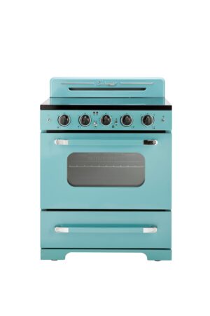 Unique Appliances UGP-30CR EC T Classic Retro Radiant Freestanding Electric Convection Oven Light, Range with 5-Element Glass Cooktop, 30", Ocean Mist Turquoise