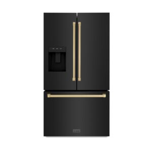 Z Line Kitchen and Bath ZLINE Autograph 36 in. Black Stainless Standard Refrigerator w/Bronze Handles (RSMZ-W-36-BS-CB)