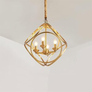 Pendant Lights Classical Adjustable Chandelier Gold Sphere 3 Lights Iron Orb Chain Suspended Chandelier Ceiling Fitting Lights Pendant Light, for Bedroom