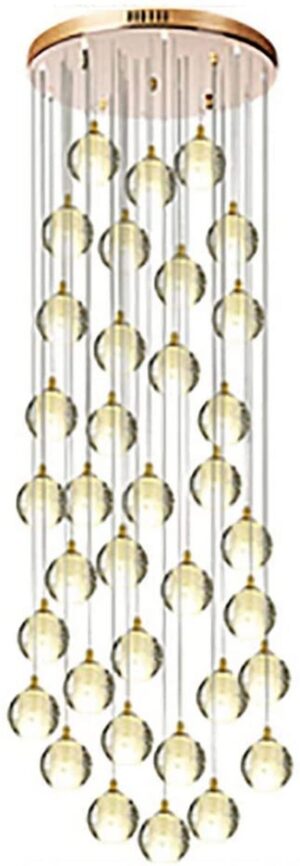 Chandelier Ceiling Light Modern Crystal Spiral Raindrop Chandelier,G4 Simple Stairs Long Chandeliers Spiral Staircase Chandelier Fixture for Hotel Living Room Home Bar-Gold 36