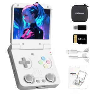Actualia Miy-oo Flip V2 Retro Handheld Game Console with 64G TF Card, 3.5-inch IPS Screen Linux System Portable Video Game Emulator with 3000mAh Battery & WiF