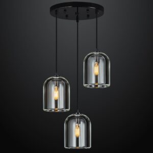 LBSQJ Modern Black Pendant Lights Kitchen Island Ceiling Chandelier Indoor Crystal Hanging Light Fixtures for Dining Room Kitchen Living Room Bedroom（3Light）